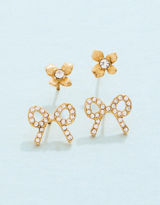 Spartina 449 Splash Collection Sweet Bows Stud Earrings Set - Crystal