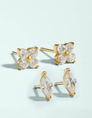 Spartina 449 Splash Collection Sparkly Clover Stud Earrings Set Crystal