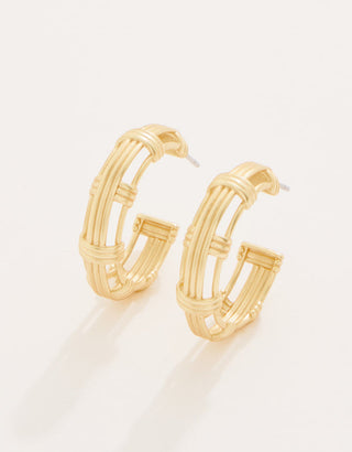 Spartina 449 Basket Weave Hoop Earrings Gold