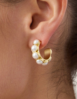 Spartina 449 Anna Petite Hoop Earrings Pearl