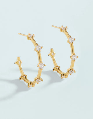 Spartina 449 Splash Collection Spanish Wells Hoop Earrings Crystal - 25mm