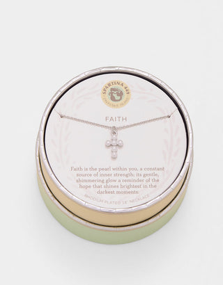 Spartina 449 Sea La Vie Necklace - Faith/Pearl Cross (Silver)