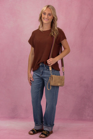 Chocolate Boxy Short Sleeve Sweater