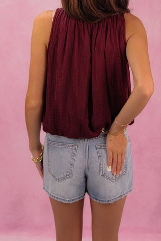 Burgundy Bubble Hem Tank