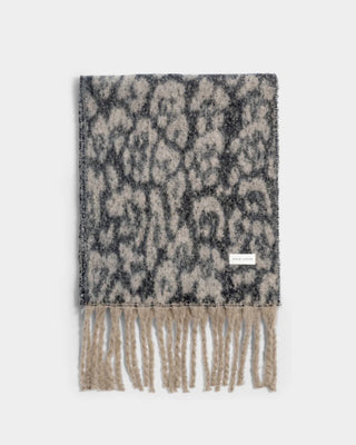 Katie Loxton Tassel Scarf - Taupe/Chocolate Animal Print