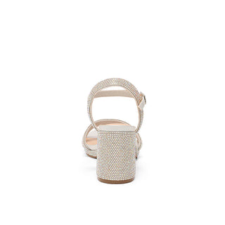 Silver Strappy Low Platform Heel
