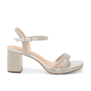 Silver Strappy Low Platform Heel