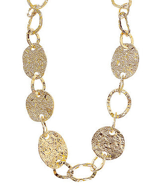 Hammered Gold Oval Link Necklace