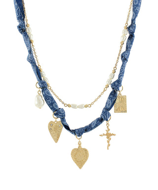 Blue Scarf Charm Necklace