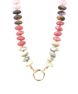 Pink/Beige Rondelle Bead Necklace