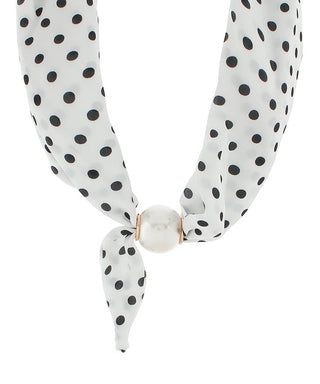 White/Black Polka Dot Scarf Choker