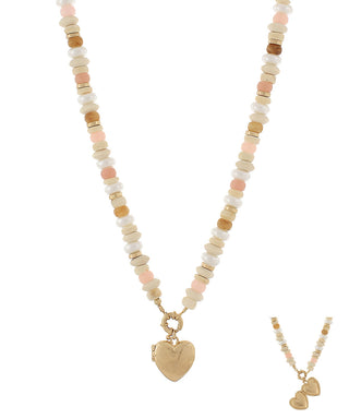 Blush & Gold Heart Pendant Necklace