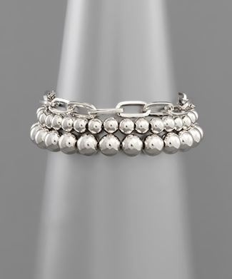 Silver Ball & Chain Bracelet Stack