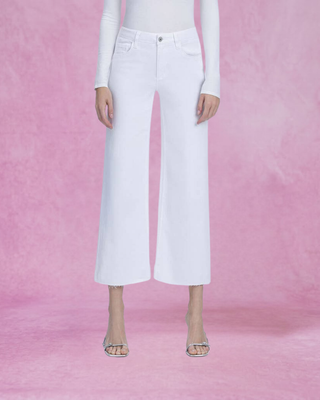 Vervet White High Rise Crop Wide Leg Jeans