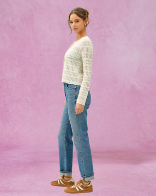 *FINAL SALE* Ivory Crochet Knit Layering Cardigan