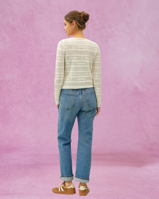 *FINAL SALE* Ivory Crochet Knit Layering Cardigan