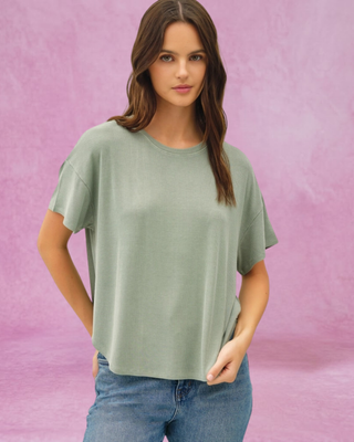 Sage Ribbed Boxy Tee