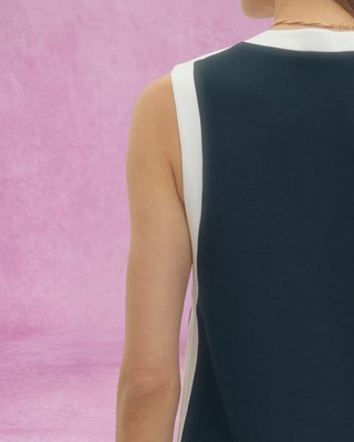 Navy Sleeveless Pullover Mini Dress