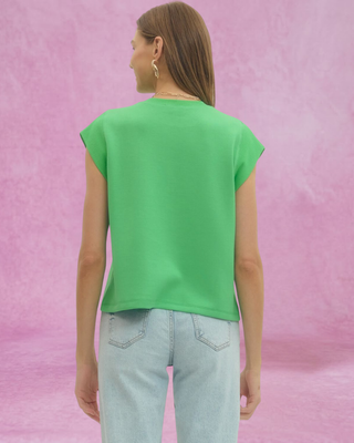 Bright Green Cap Sleeve Top