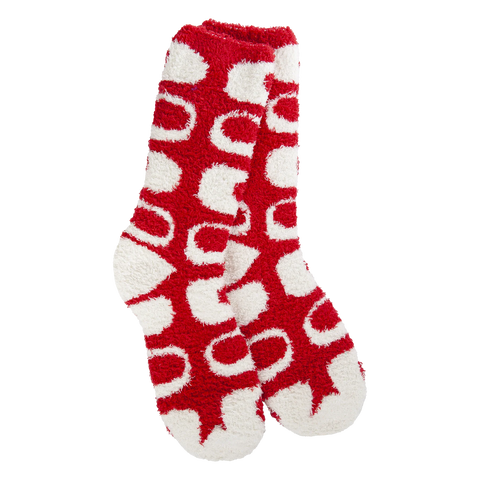 World's Softest Socks Holiday Knit Pickin' Fireside Crew Socks - Retro Geo Holiday