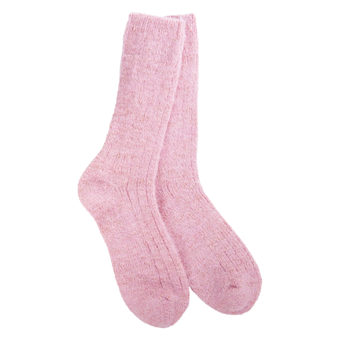 World's Softest Socks Holiday Ragg Feather Crew - Candy Pink