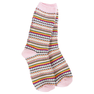 World's Softest Socks Weekend Boho Crew - Pink Stripe
