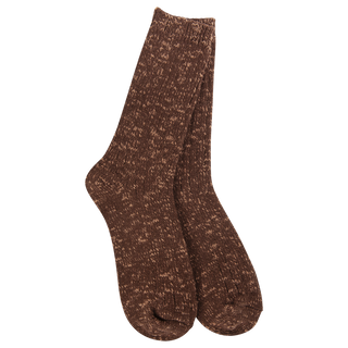 World's Softest Socks Weekend Cotton Slub Marled Crew - Coffee