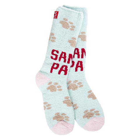 World's Softest Socks Holiday Christmas Cozy Crew Socks - Santa Paws