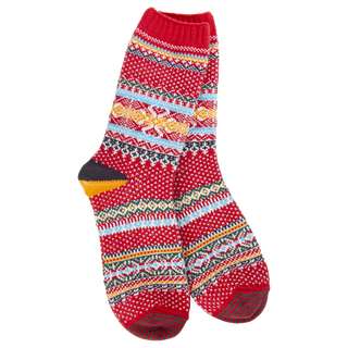 World's Softest Socks Holiday Seasonal Crew - Red Multi