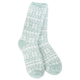 World's Softest Socks Winter Crew - Fair Isle Green