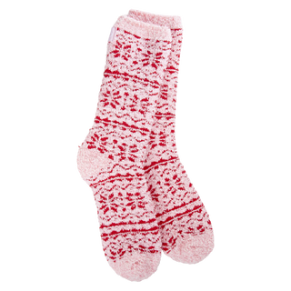 World's Softest Socks Holiday Cozy Winter Crew - Fair Isle Pink