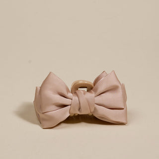 The Darling Effect Mini Satin Bow Claw Clip - Beige