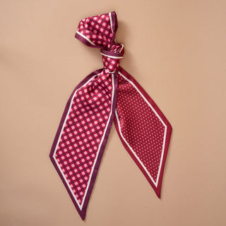 The Darling Effect Twirl & Tie Scarf Accessory - Gingham Burgundy