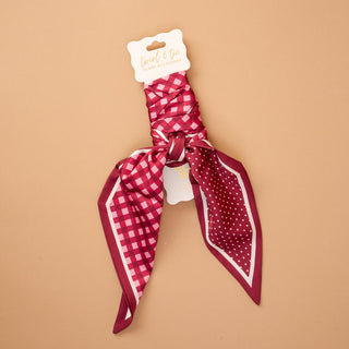 The Darling Effect Twirl & Tie Scarf Accessory - Gingham Burgundy