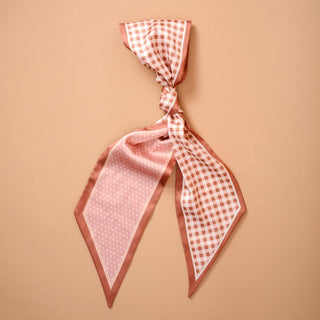 The Darling Effect Gingham Tan Twirl & Tie Scarf Accessory