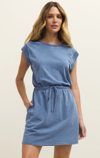 Z Supply Kalani Jersey Denim Mini Dress - Santorini Indigo