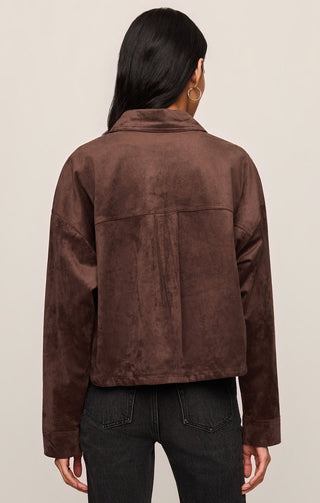 Z Supply All Day Cropped Suede Jacket - Dark Chocolate