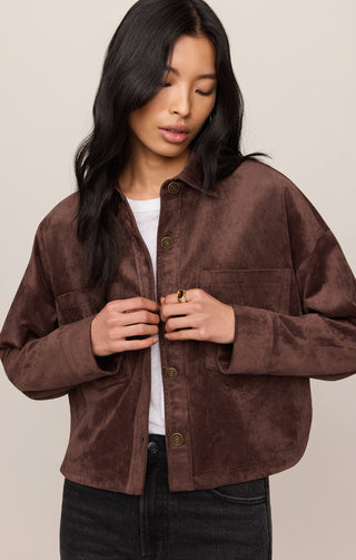 Z Supply All Day Cropped Suede Jacket - Dark Chocolate