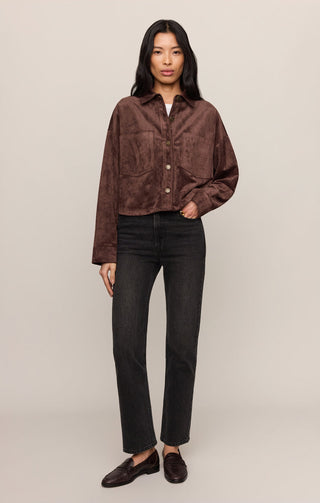 Z Supply All Day Cropped Suede Jacket - Dark Chocolate