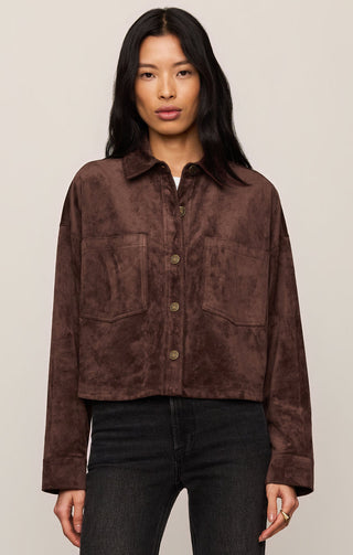 Z Supply All Day Cropped Suede Jacket - Dark Chocolate