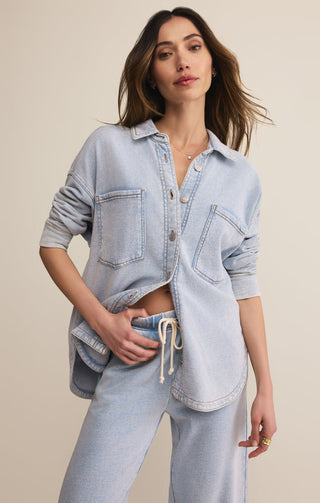 Z Supply All Day Knit Denim Jacket - Washed Indigo