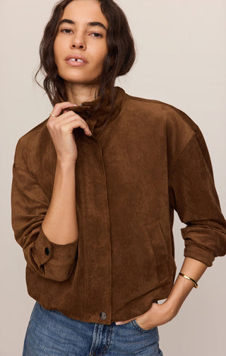 Z Supply Corin Bubble Hem Jacket - Saddle Suede