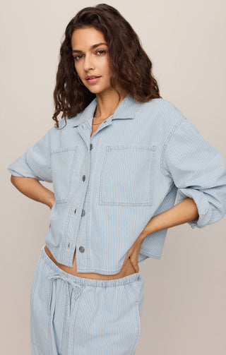 Z Supply Erin Soft Denim Railroad Jacket - Seaboard Stripe