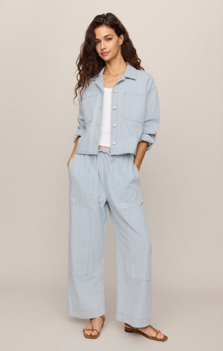 Z Supply Erin Soft Denim Railroad Jacket - Seaboard Stripe
