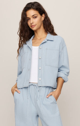 Z Supply Erin Soft Denim Railroad Jacket - Seaboard Stripe