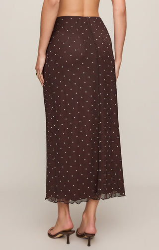 Z Supply Eda Polka Fot Mesh Midi Skirt - Dark Chocolate