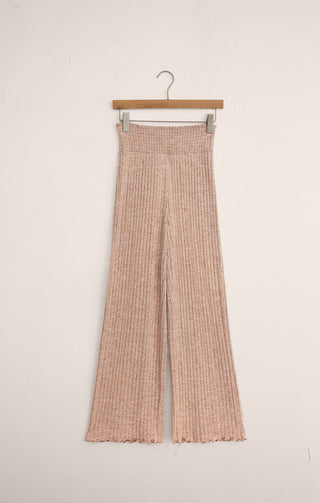 Z Supply Dawn Smocked Silky Rib Pant - Iced Coffee
