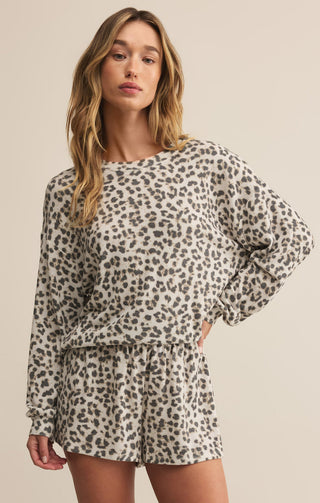 Z Supply Luxe Leopard Long Sleeve Top - Champagne