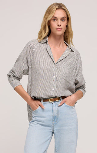 Z Supply Perfect Linen Striped Top - Sea Salt