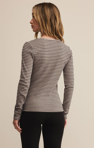 Z Supply Stella Stripe Henley Heather Taupe